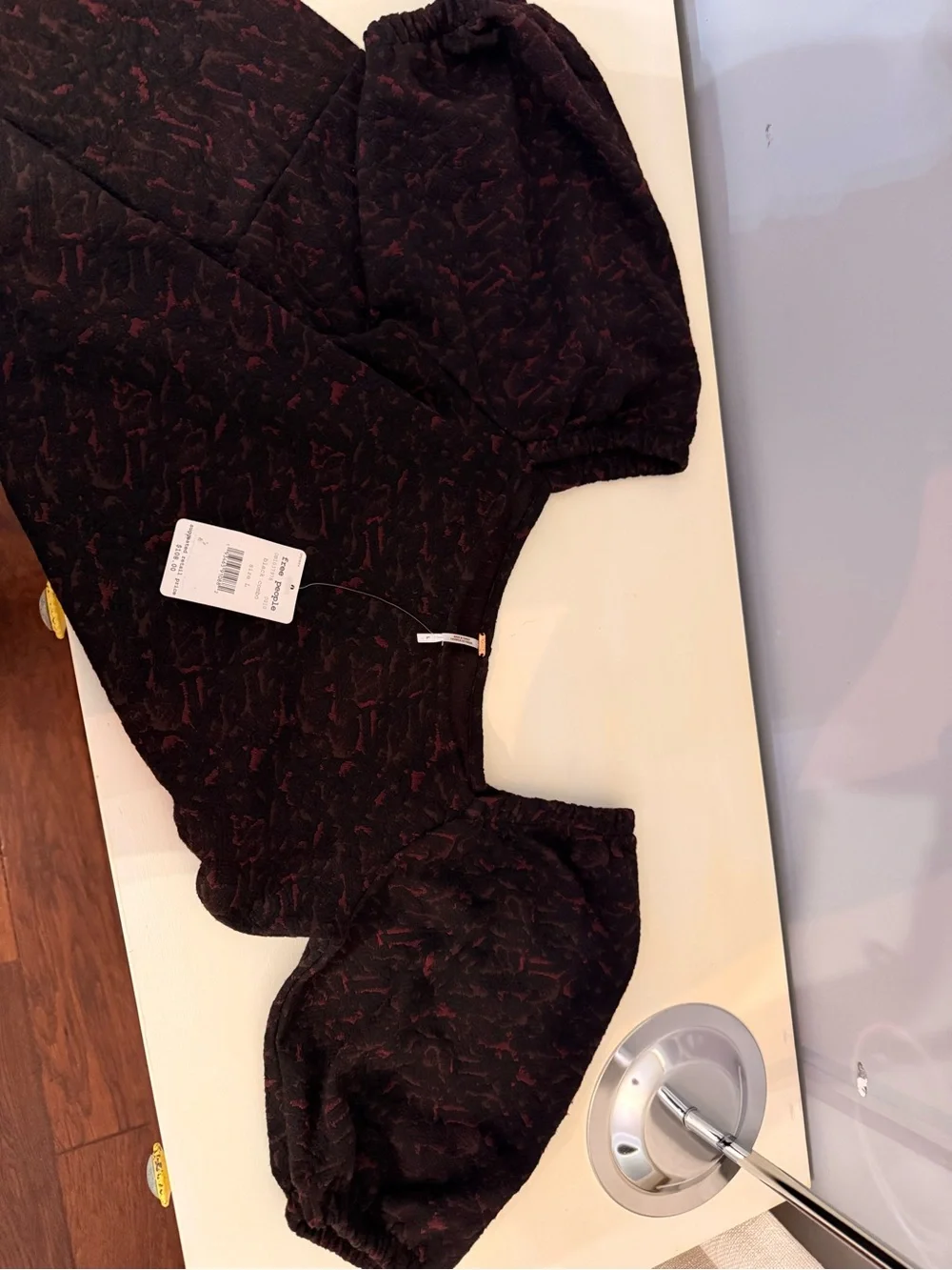 Free People Black Mini Dress with Burgundy Flecks